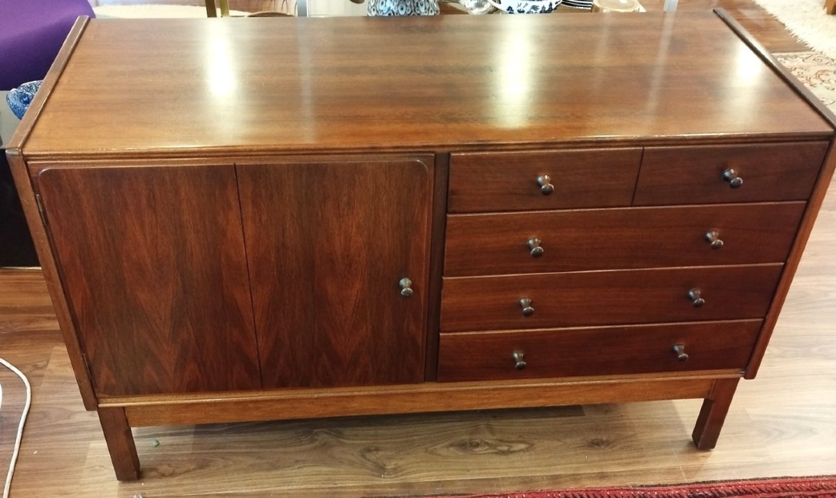 Small Solid Walnut Sideboard By Jacques Hauville For Roche Bobois-photo-2