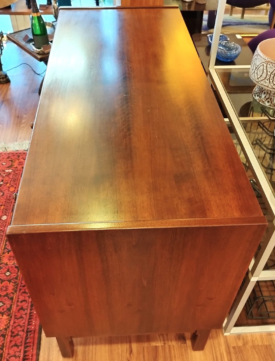Small Solid Walnut Sideboard By Jacques Hauville For Roche Bobois-photo-1