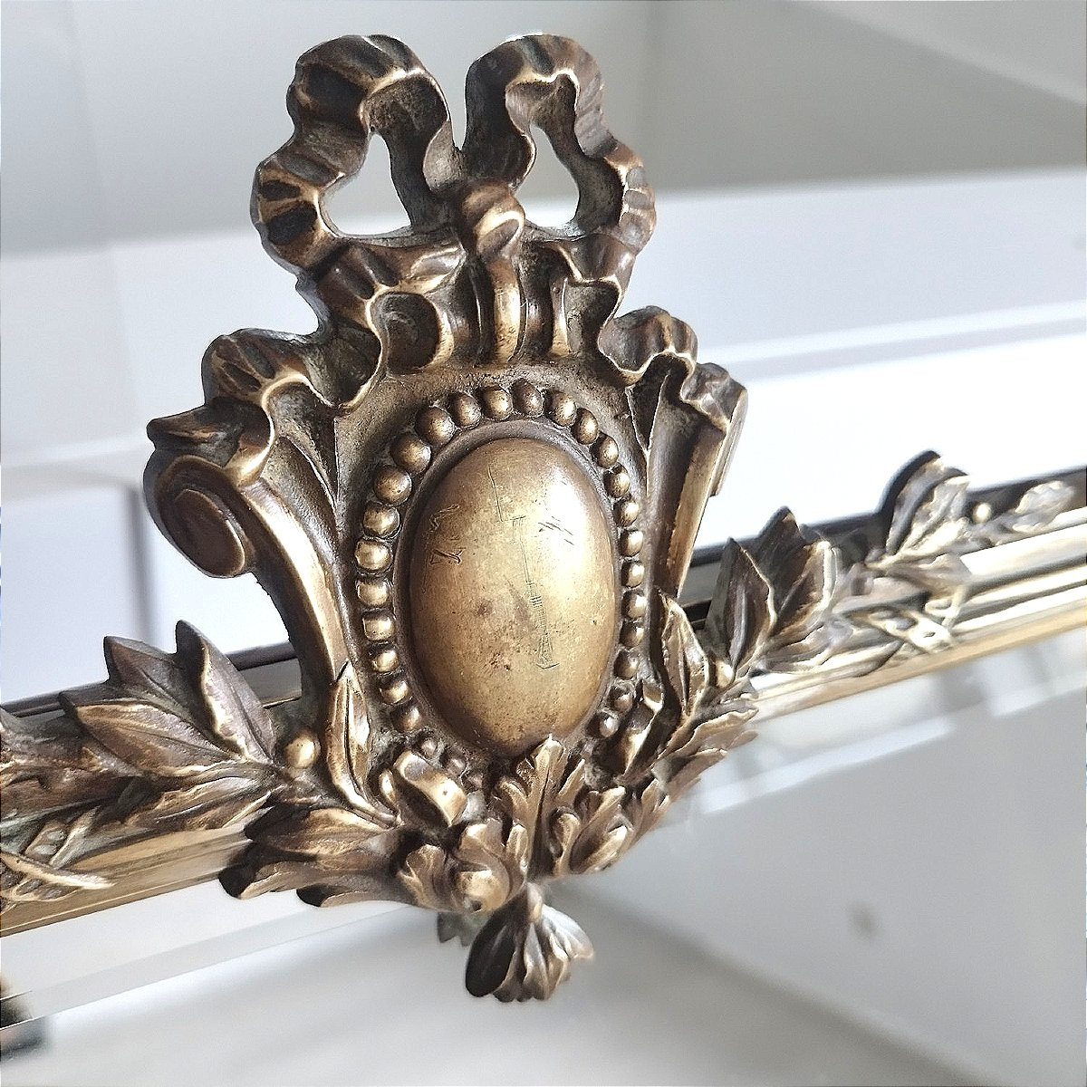 Miroir de table en bronze et acajou massif, XIXème siècle-photo-4