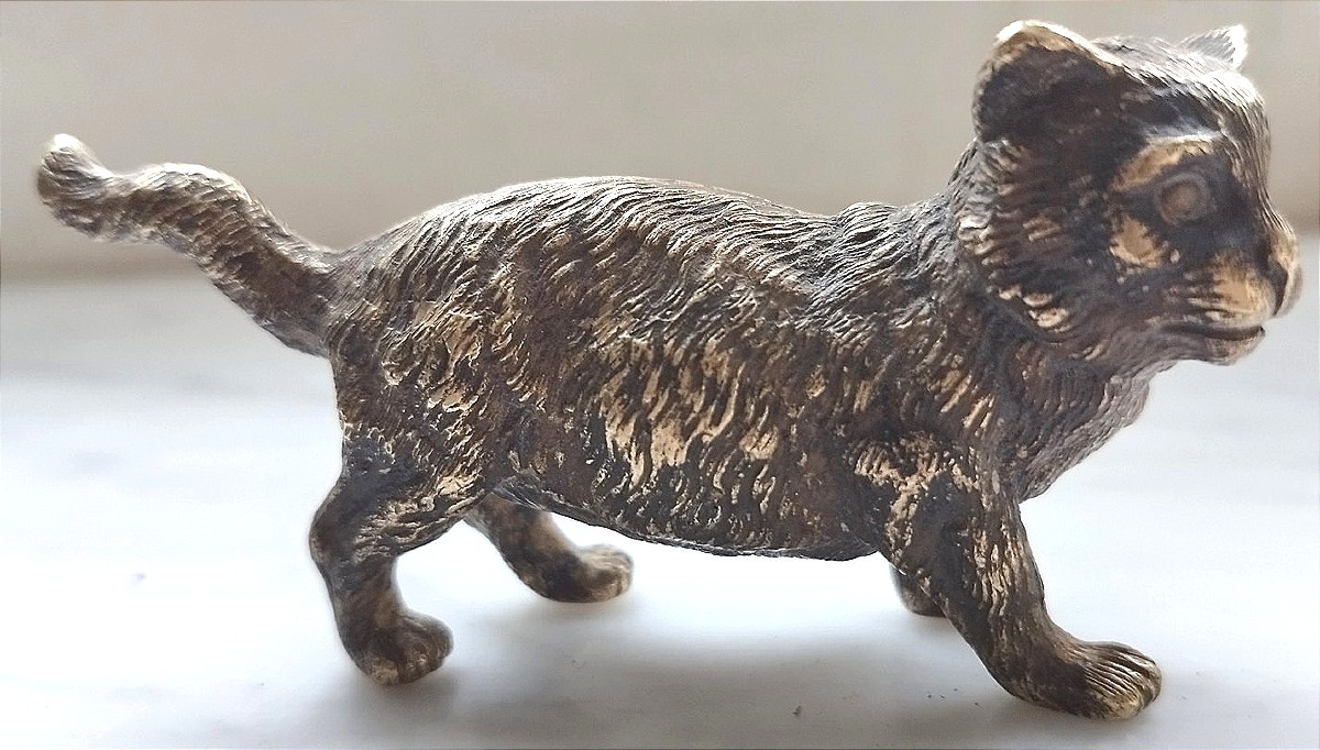 Chaton en Bronze de Vienne, Franz Bergman pour Geschützt