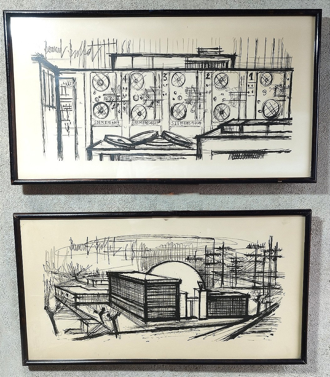 Paire de lithographies de Bernard Buffet sur Siemens, 1968
