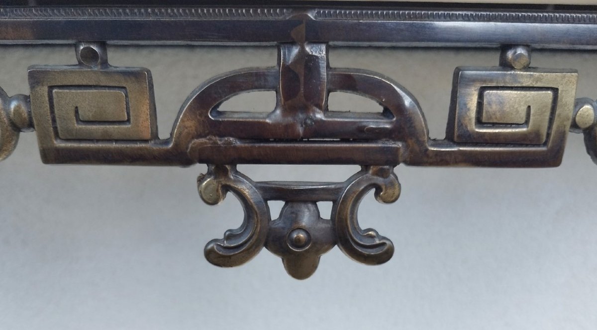 Console Italienne des années 60 en laiton/bronze et marbre-photo-2