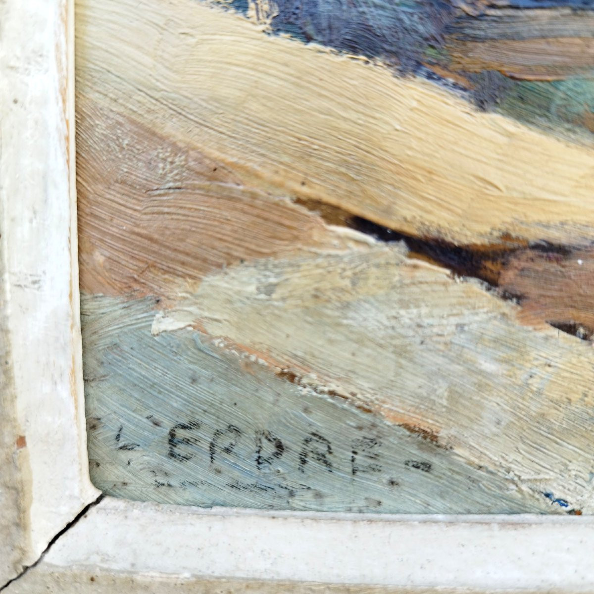 Huile sur carton des bords de l'Erdre de René Sartre, 1941-photo-4