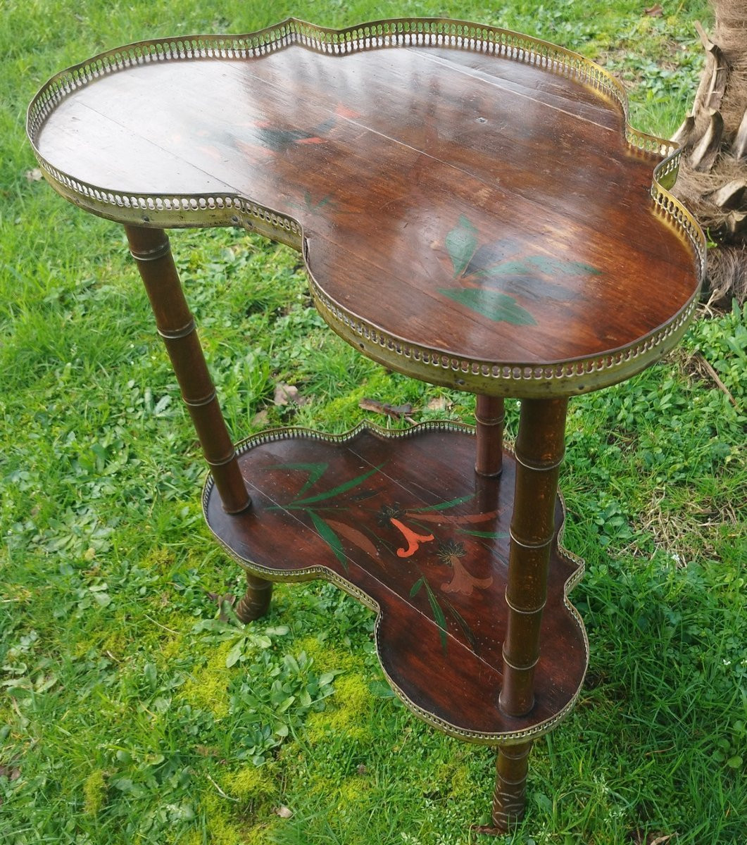 Petite table faux bambou 2 plateaux, fin 19ème-photo-3
