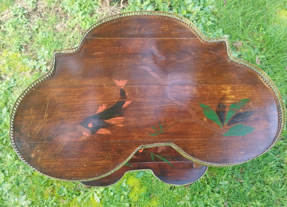 Petite table faux bambou 2 plateaux, fin 19ème-photo-1