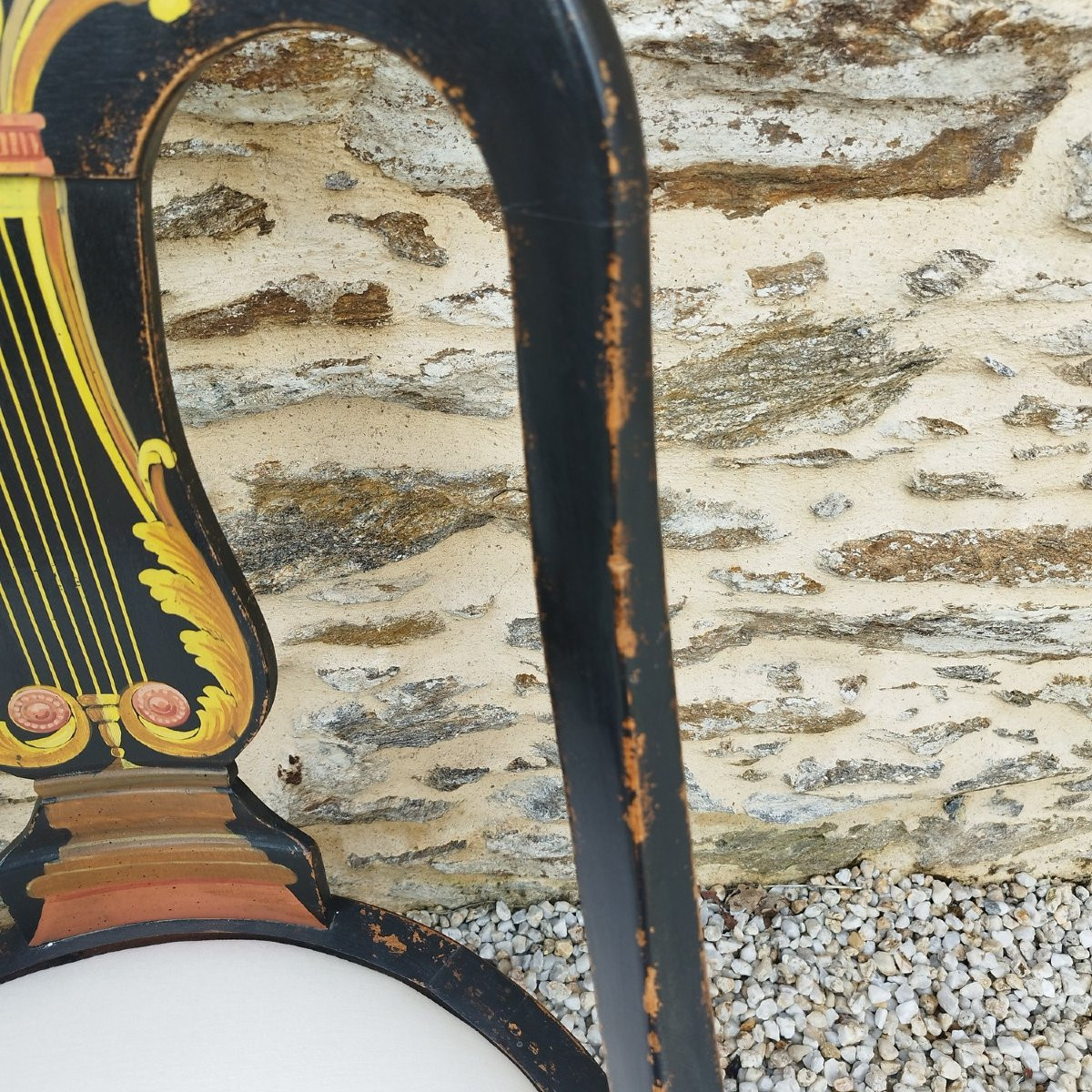 Paire de chaises gondoles peintes, Hollywood Regency, XXème siècle-photo-3