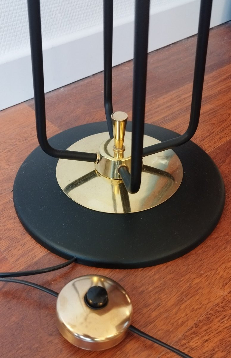 Metal And Brass Floor Lamp With 4 Globes, Arlus Or Lunel, 1960s-photo-2