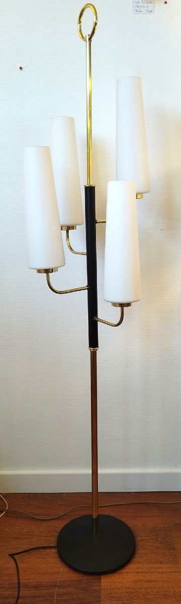 Lampadaire laiton et métal à 4 lumières, années 50-photo-4