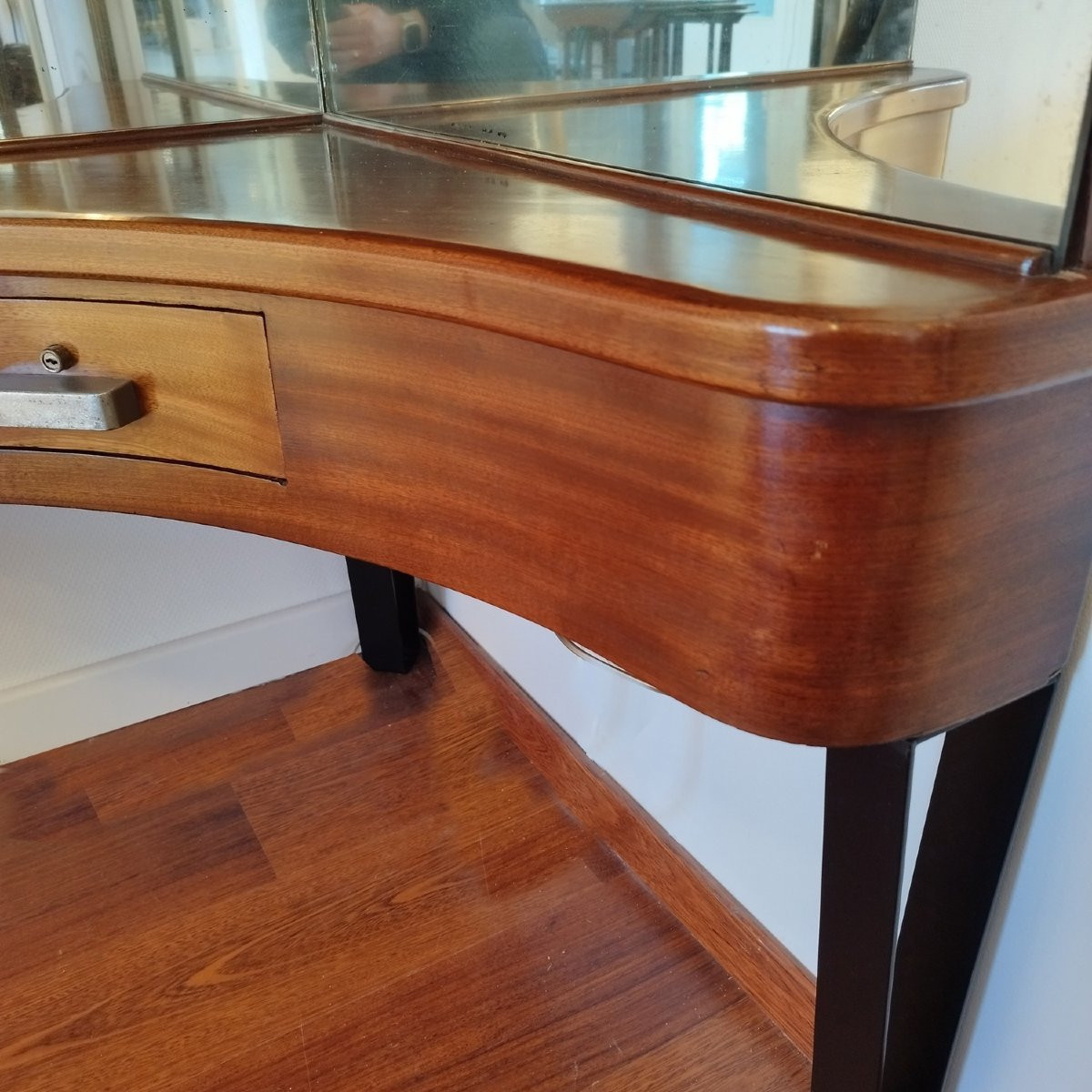 Corner Shelf In Mahogany And Mirror, 1960s-photo-1