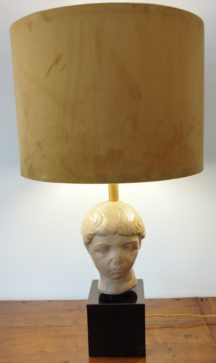 Grande lampe  tête d'enfant romain, années 70
