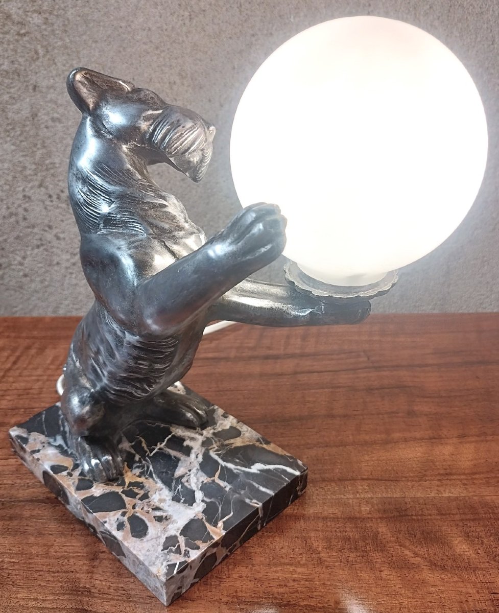 Art-deco Fox Terrier Lamp By Irénée Rochard, 1930-photo-2