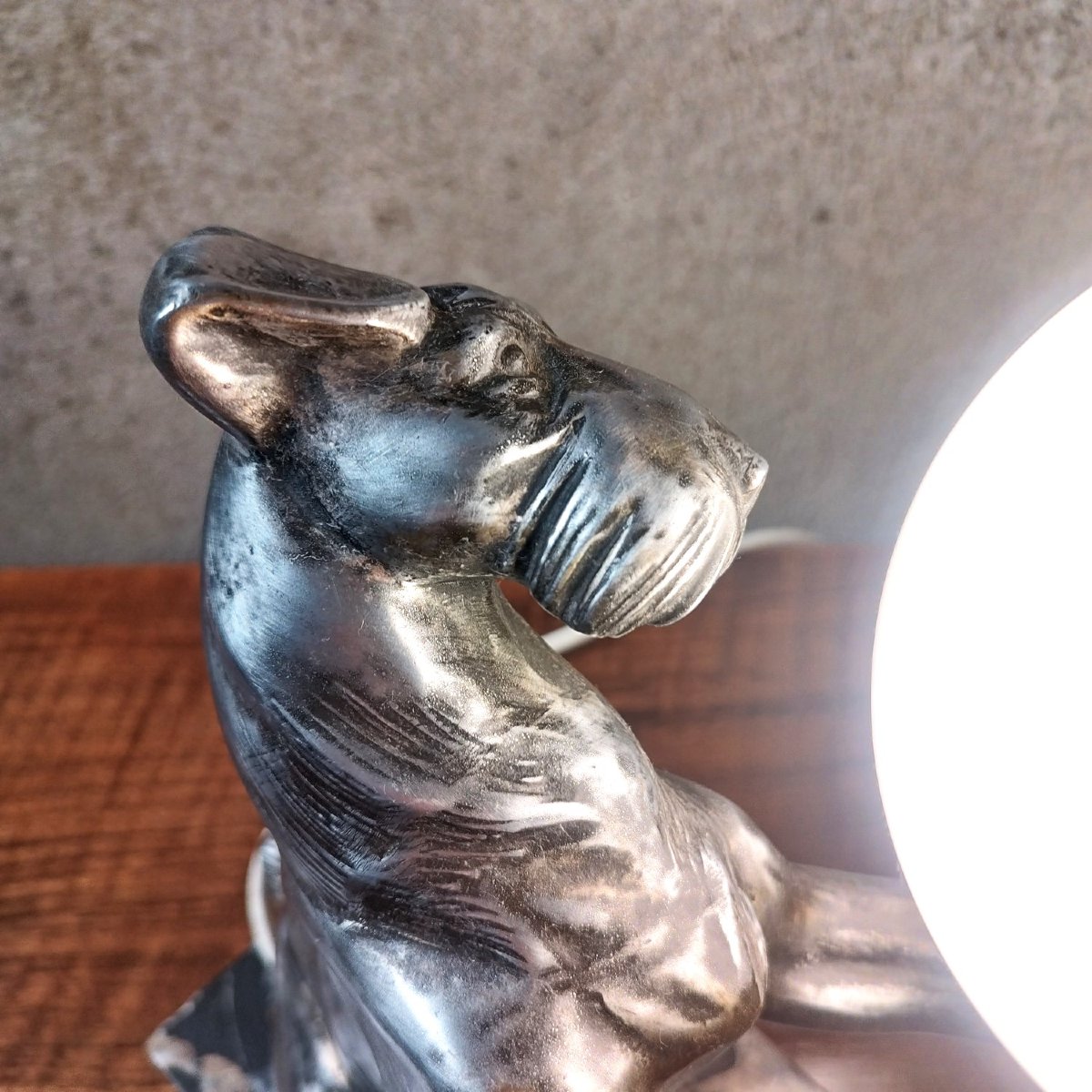 Art-deco Fox Terrier Lamp By Irénée Rochard, 1930-photo-3