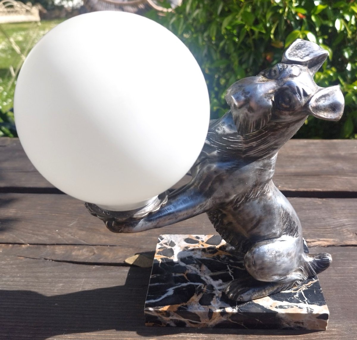 Art-deco Fox Terrier Lamp By Irénée Rochard, 1930-photo-2