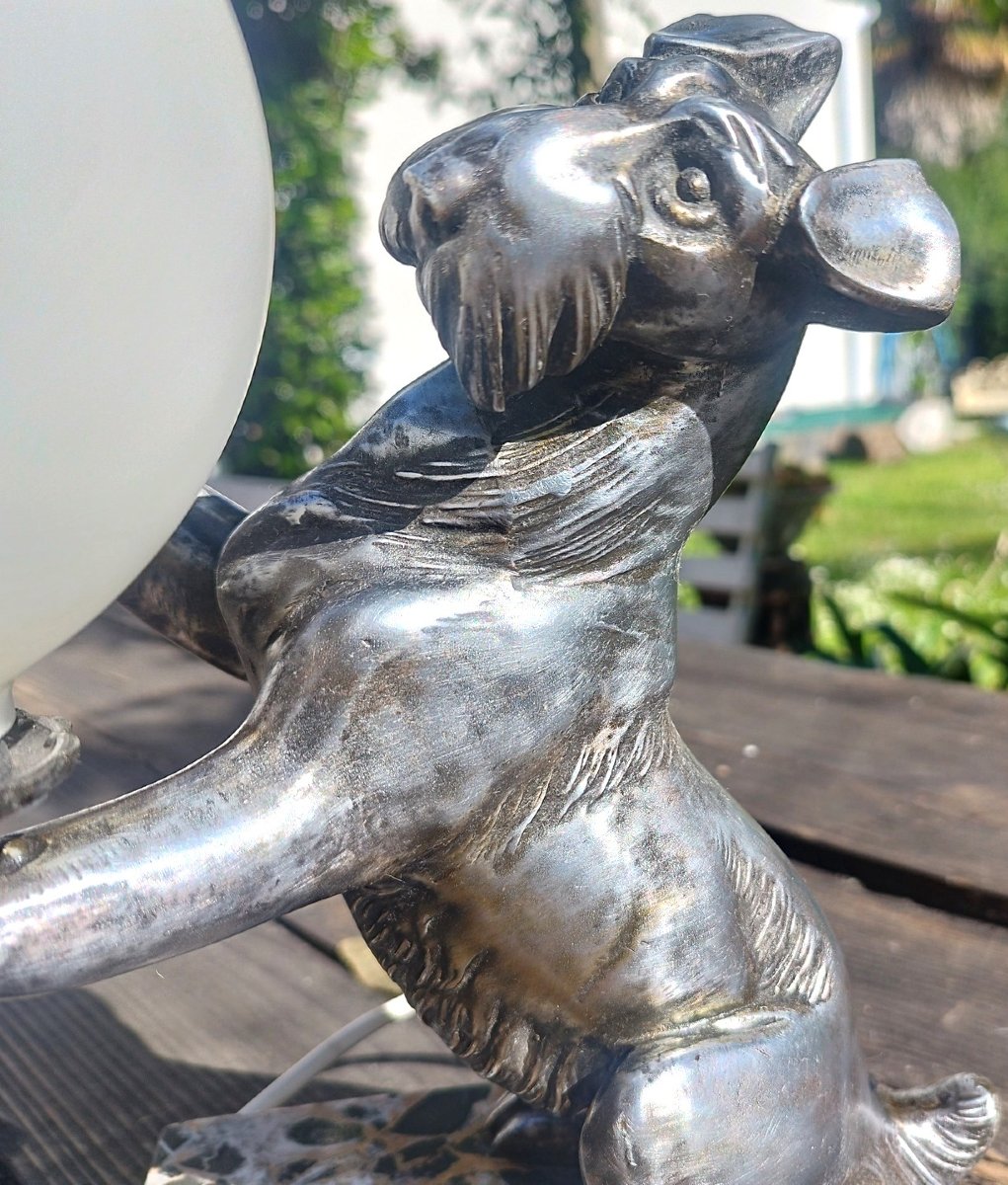 Art-deco Fox Terrier Lamp By Irénée Rochard, 1930-photo-3