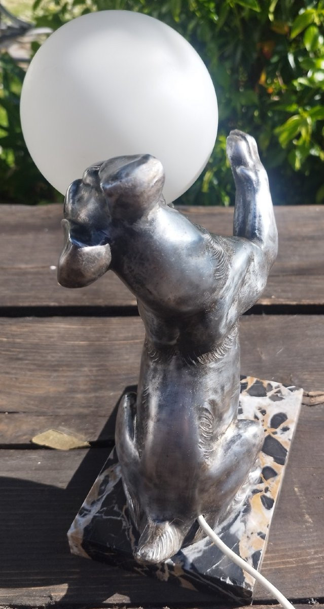 Art-deco Fox Terrier Lamp By Irénée Rochard, 1930-photo-4