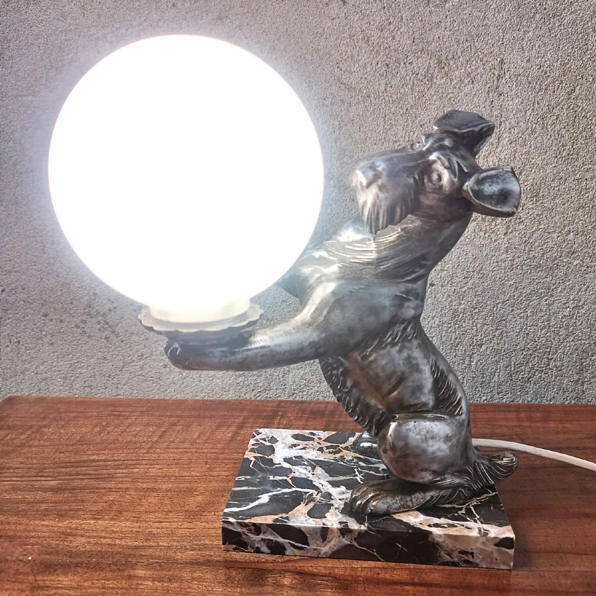 Art-deco Fox Terrier Lamp By Irénée Rochard, 1930
