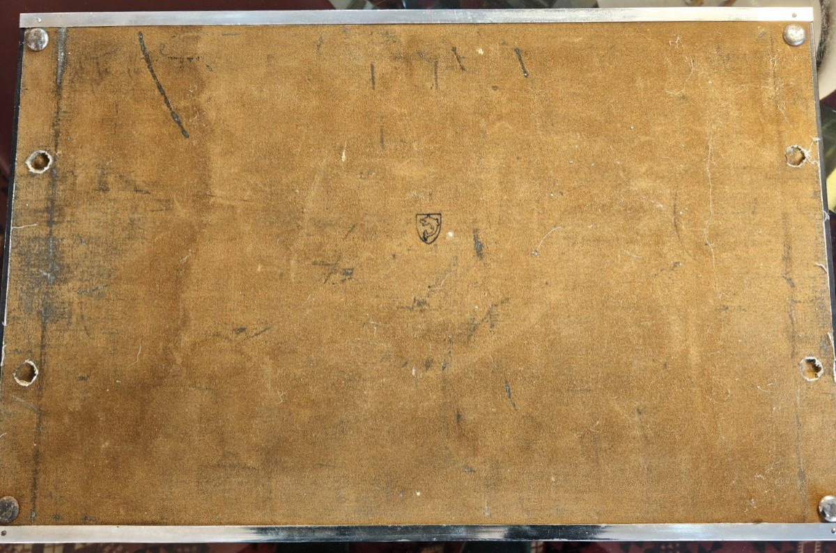 Plateau Art Déco en ébène de macassar et poignées en verre-photo-4