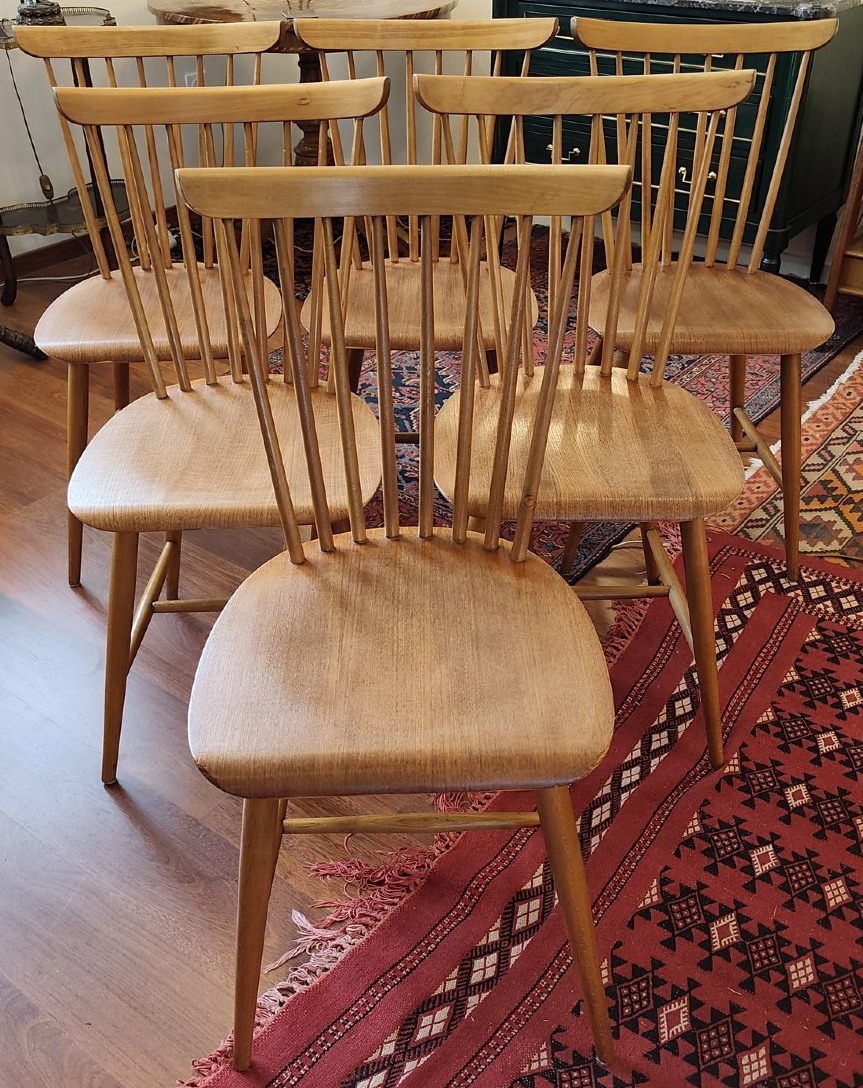 Set Of 6 Scandinavian Design Chairs, Beech And Teak, 1960