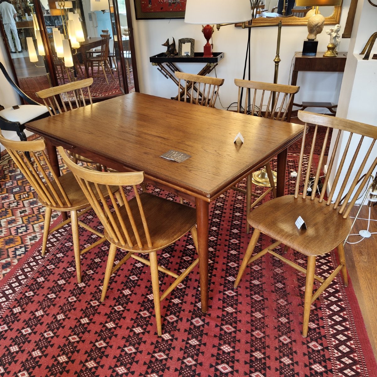 Extendable Table In Danish Teak, Stamped, 1960-photo-4