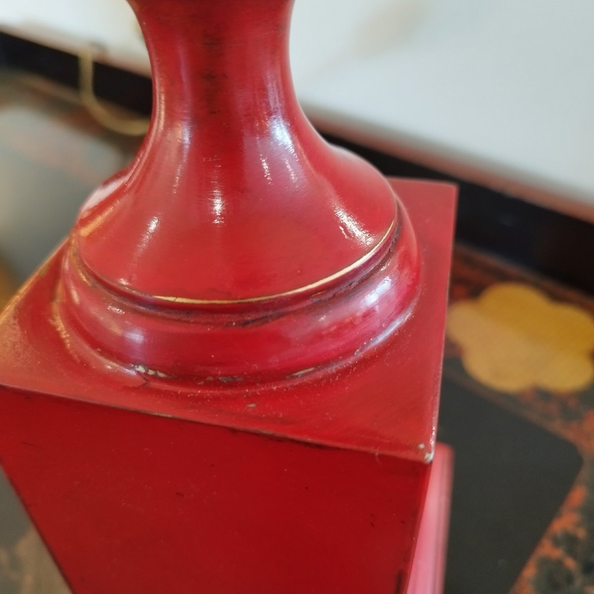 Empire-style Table Lamp In Lacquered Sheet Metal And Bronze-photo-4