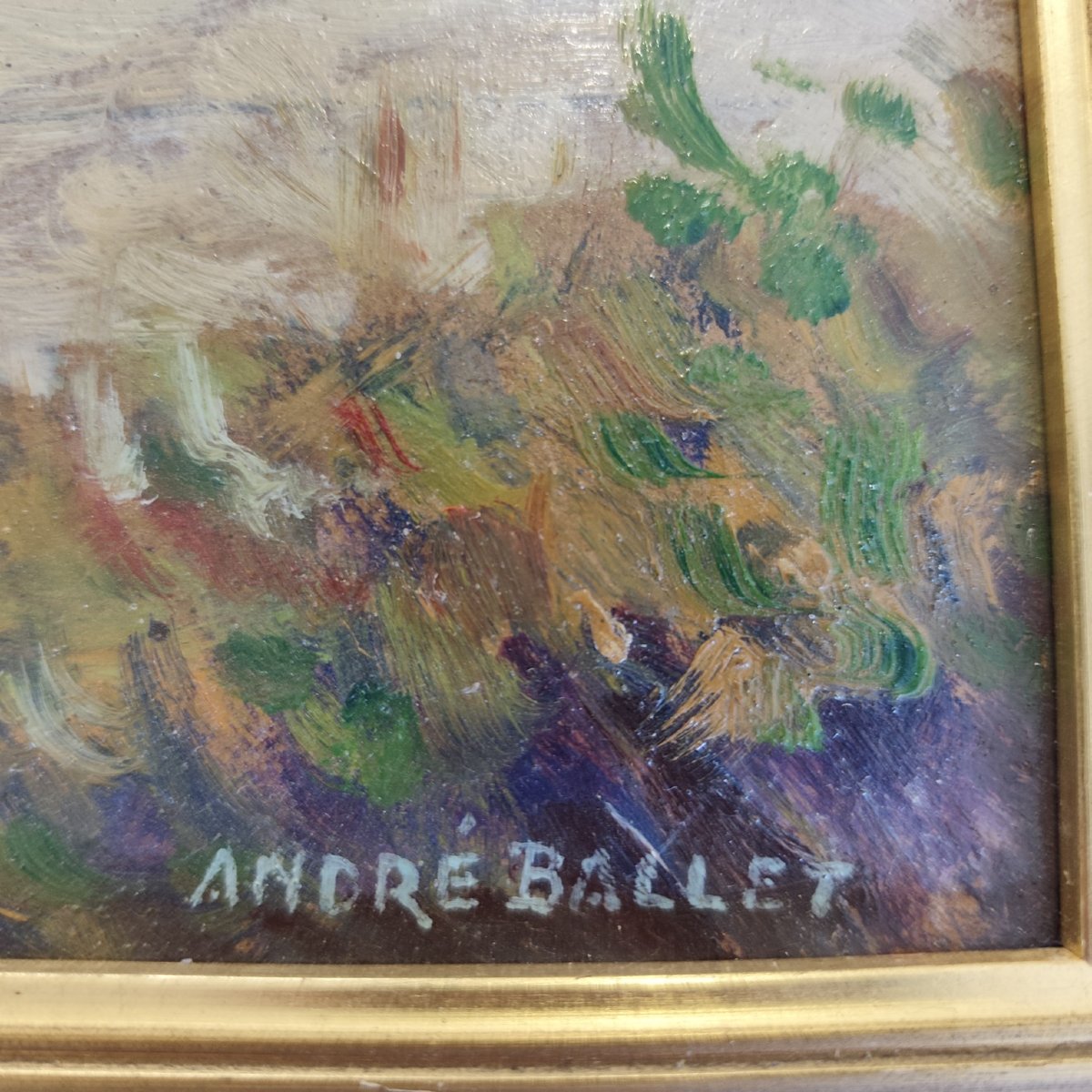 Seaside, Oil On Cardboard By André Ballet-photo-3