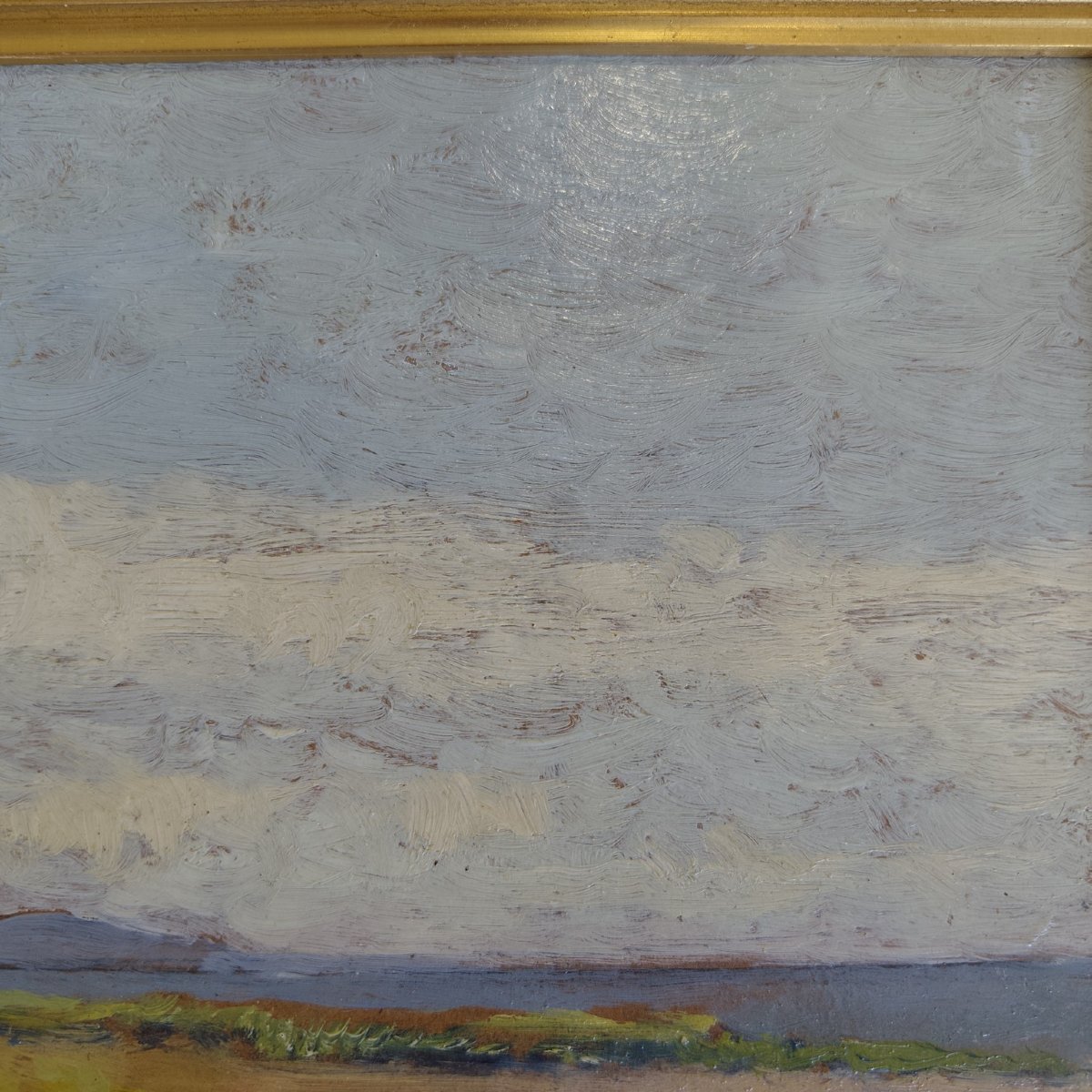 Seaside, Oil On Cardboard By André Ballet-photo-1