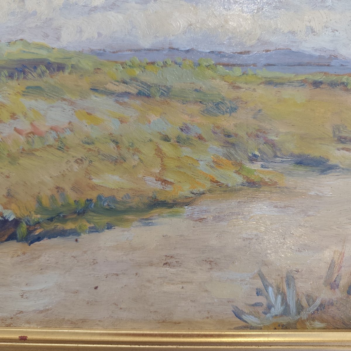 Seaside, Oil On Cardboard By André Ballet-photo-2