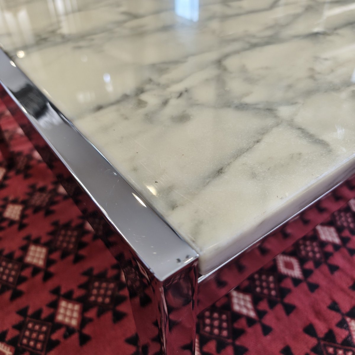 Table basse chrome et marbre-photo-2