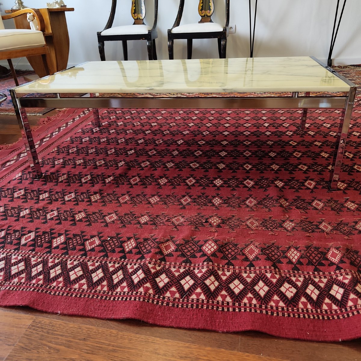 Table basse chrome et marbre-photo-4