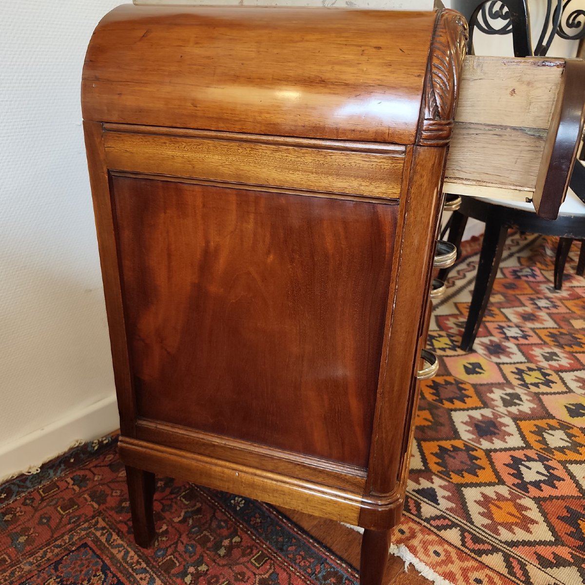 Petite commode Art Déco en acajou massif et marbre-photo-2