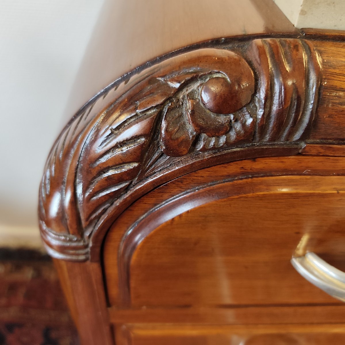 Petite commode Art Déco en acajou massif et marbre-photo-5