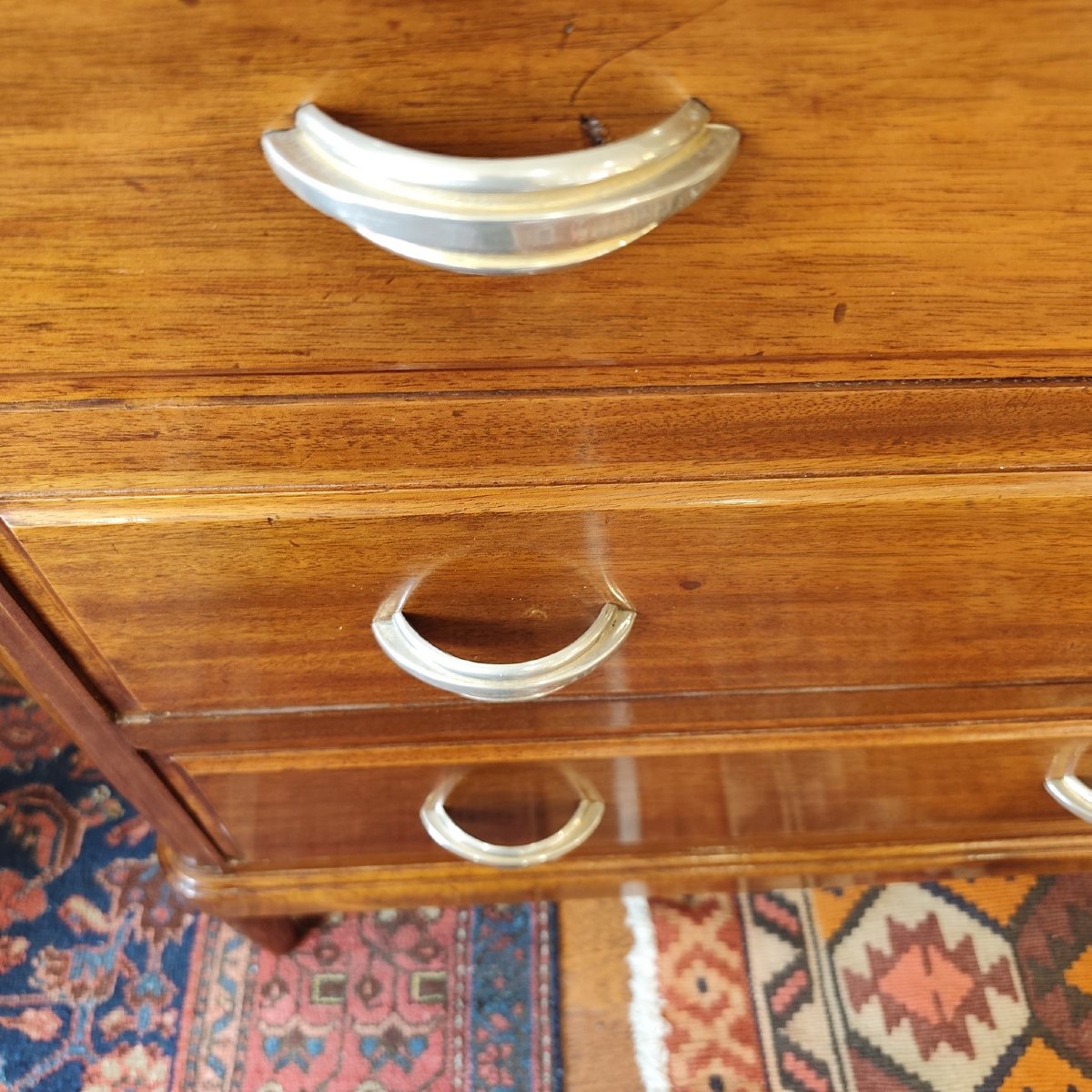 Petite commode Art Déco en acajou massif et marbre-photo-6