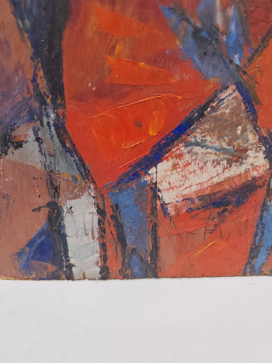 Oil On Double-sided Panel By André Poirson, 1970s-photo-4