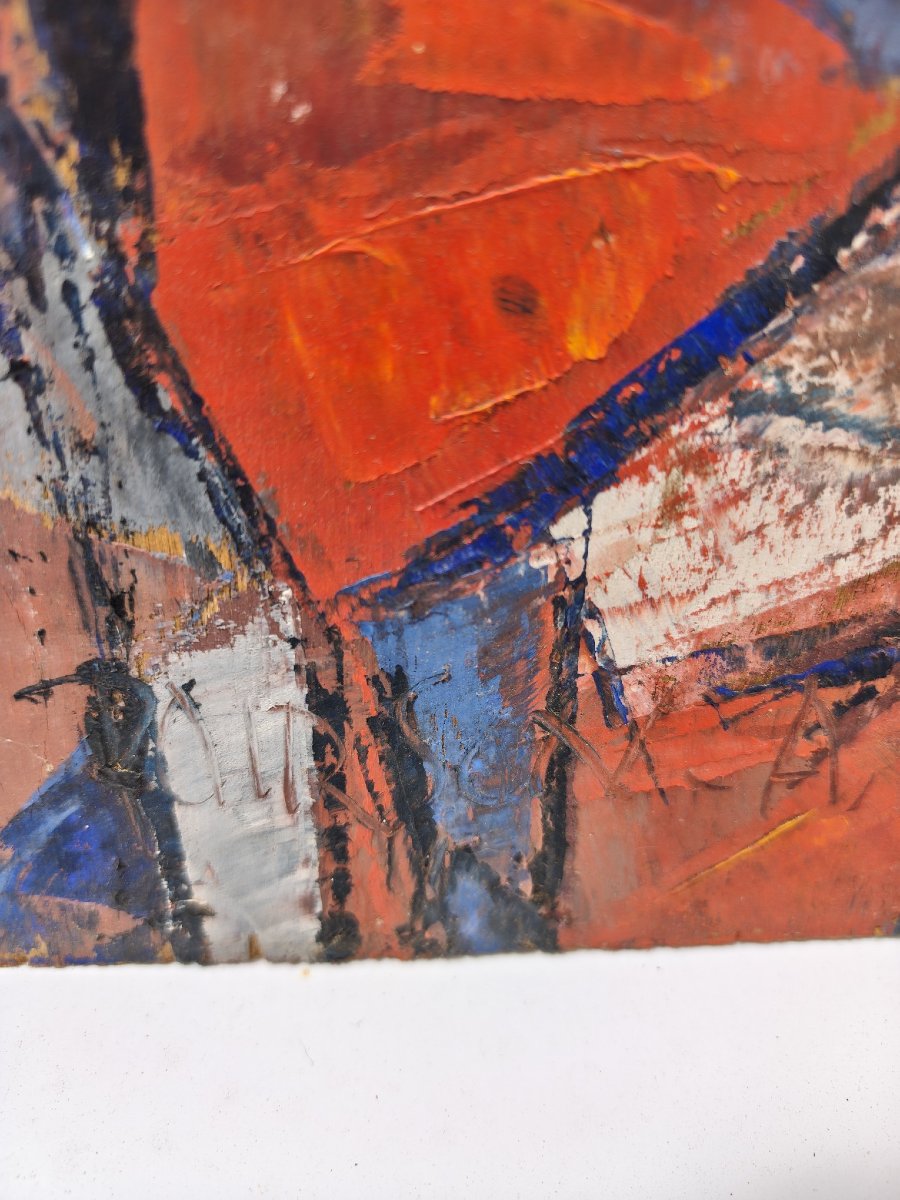 Oil On Double-sided Panel By André Poirson, 1970s-photo-3