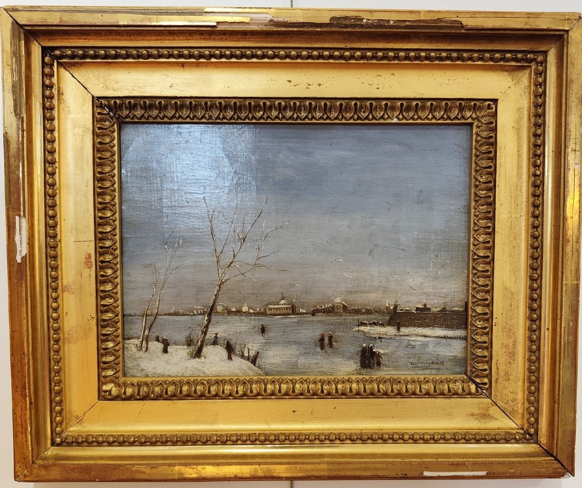 Venice In The Snow, Oil On Canvas By Emile Gody-photo-2