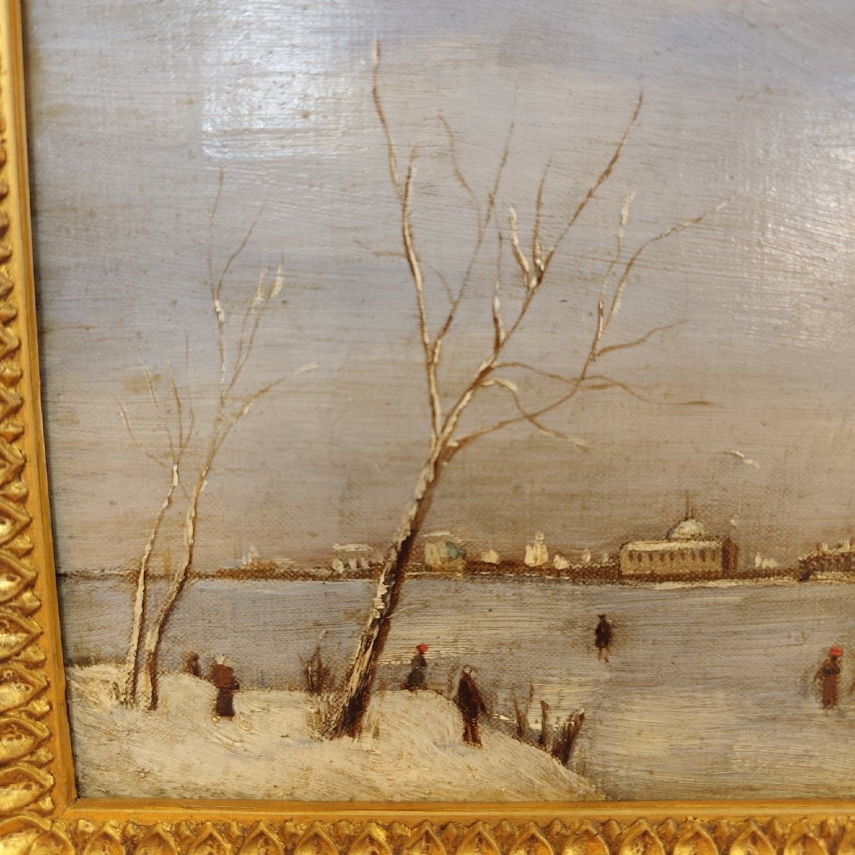 Venice In The Snow, Oil On Canvas By Emile Gody-photo-3