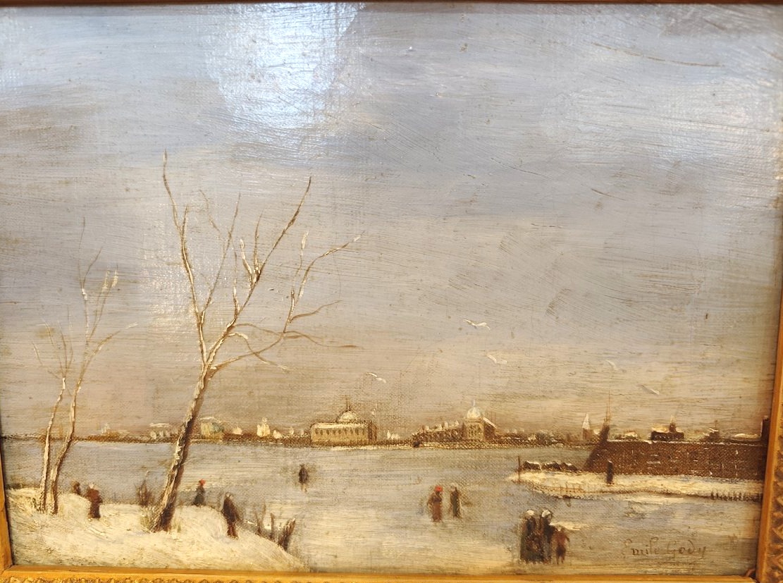 Venice In The Snow, Oil On Canvas By Emile Gody