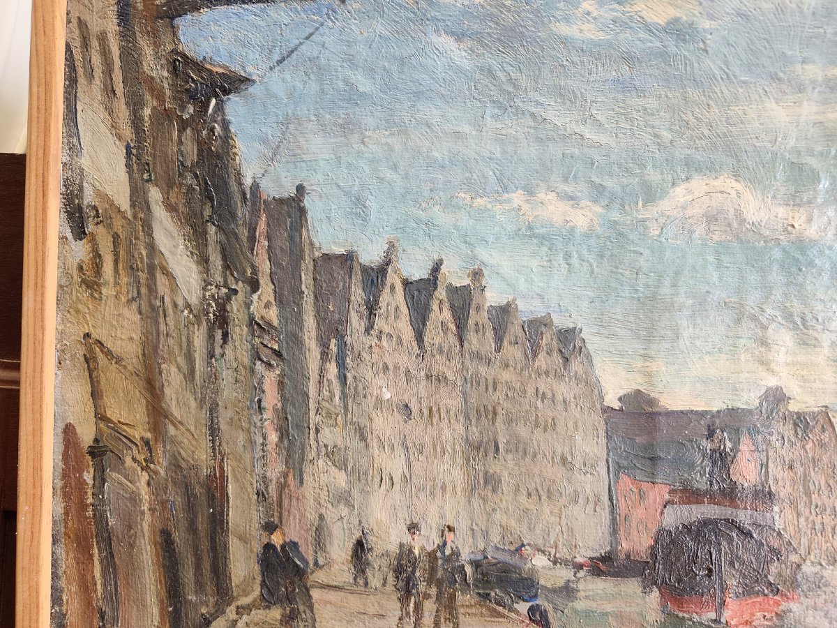 Le Port de Gdansk, Huile de Claude-René Martin-photo-4