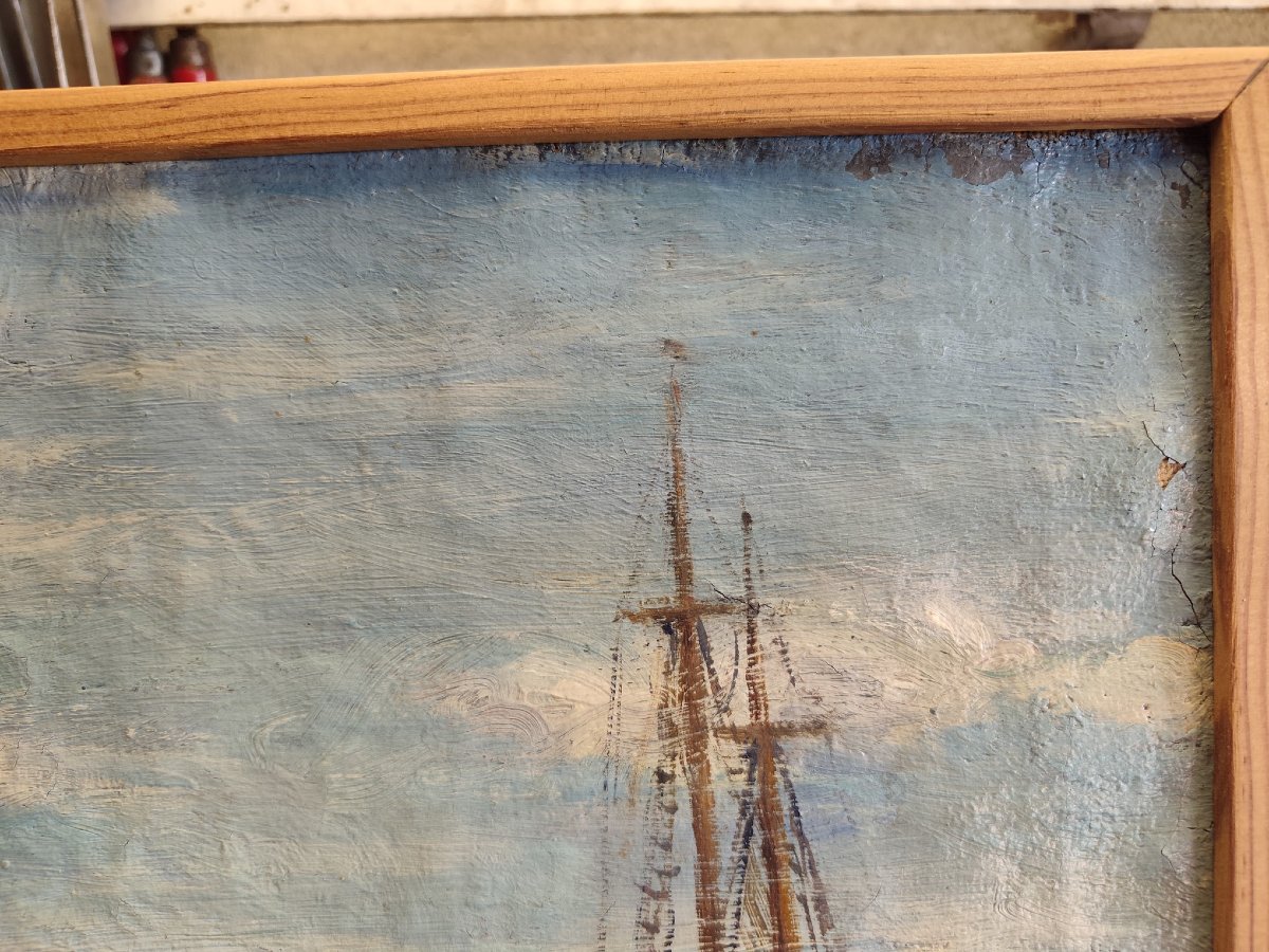 Le Port de Gdansk, Huile de Claude-René Martin-photo-1