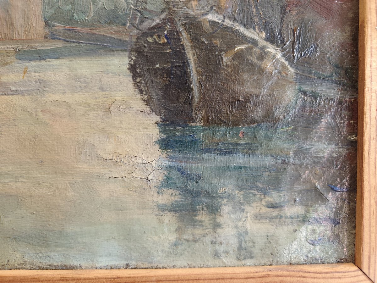 Le Port de Gdansk, Huile de Claude-René Martin-photo-2