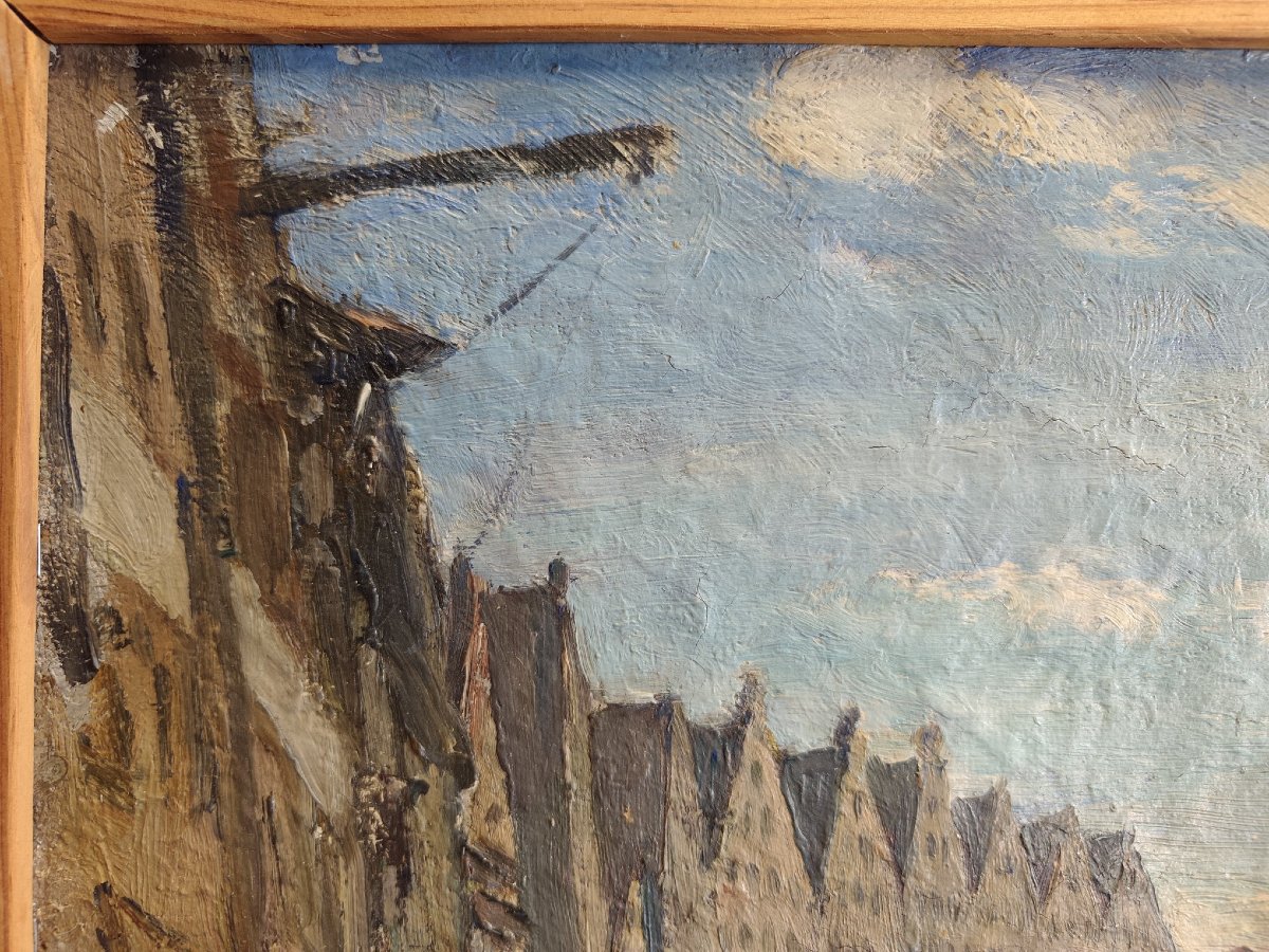 Le Port de Gdansk, Huile de Claude-René Martin-photo-3