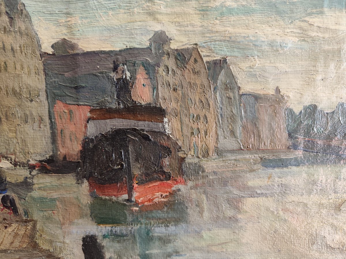 Le Port de Gdansk, Huile de Claude-René Martin-photo-4