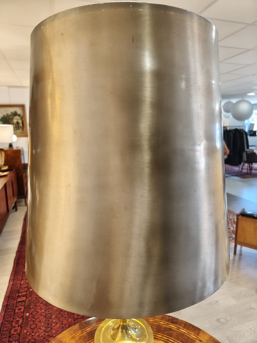 Très grande lampe en laiton et métal, 1970-photo-3
