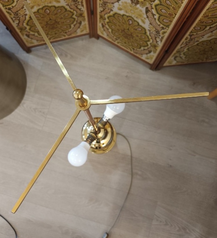 Très grande lampe en laiton et métal, 1970-photo-3