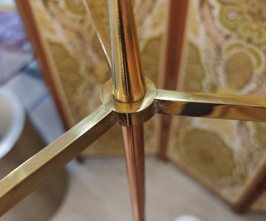 Très grande lampe en laiton et métal, 1970-photo-4