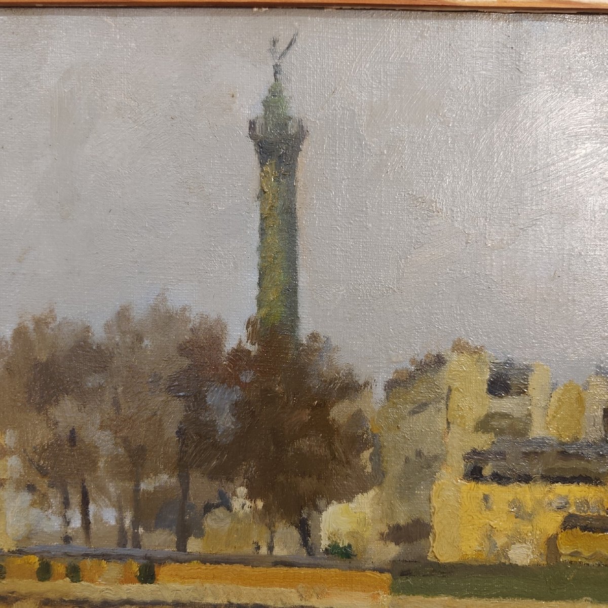 Huile sur toile, Canal Saint-Martin et colonne de Juillet-photo-4