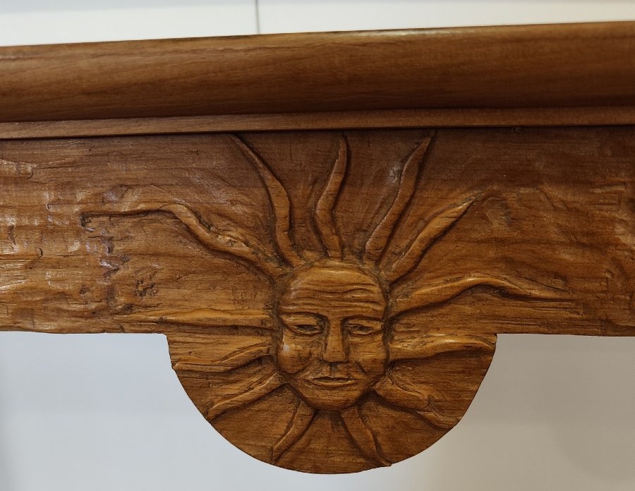 Large Console Table Carved With A Gouge-photo-1
