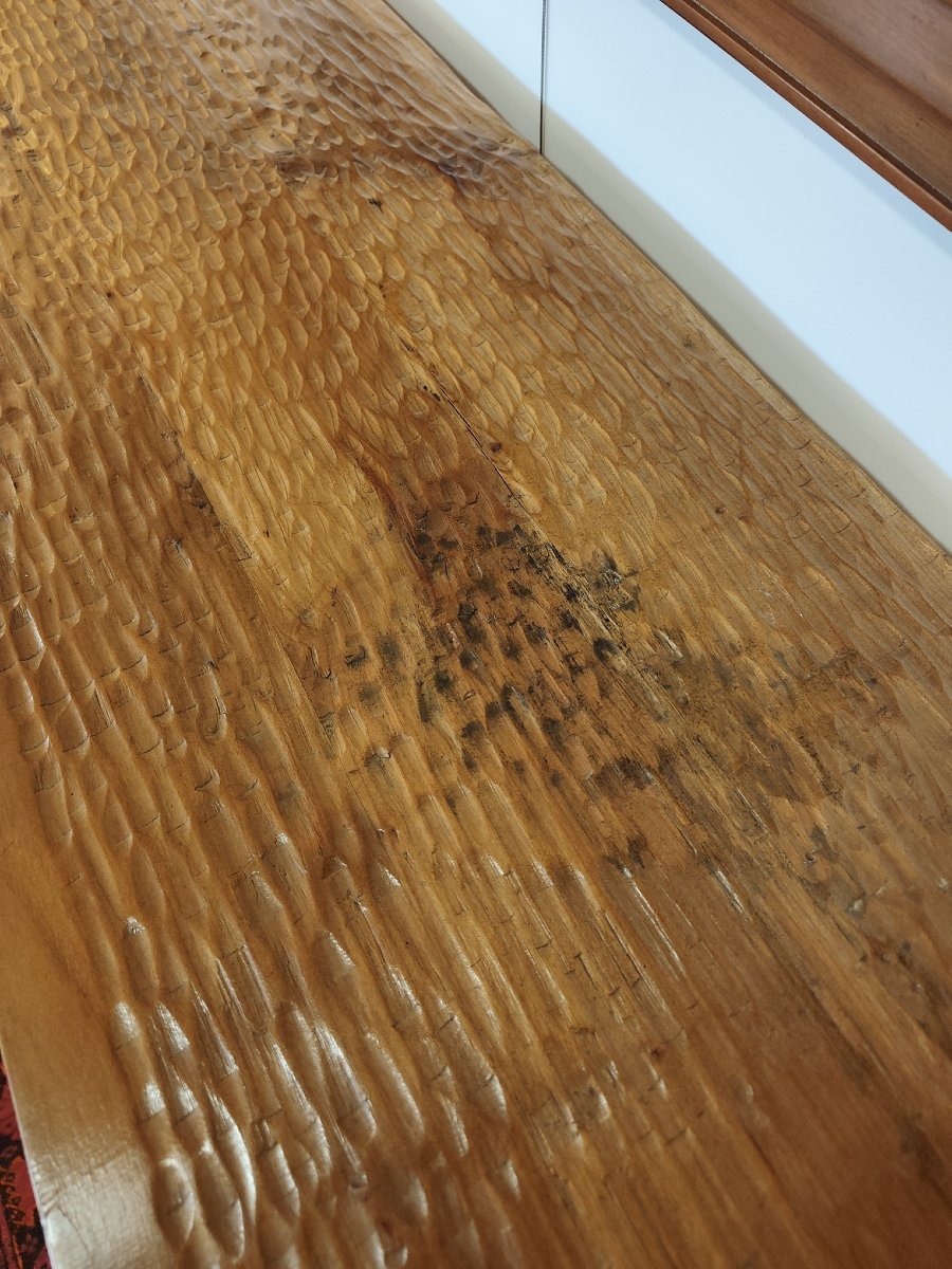 Large Console Table Carved With A Gouge-photo-3