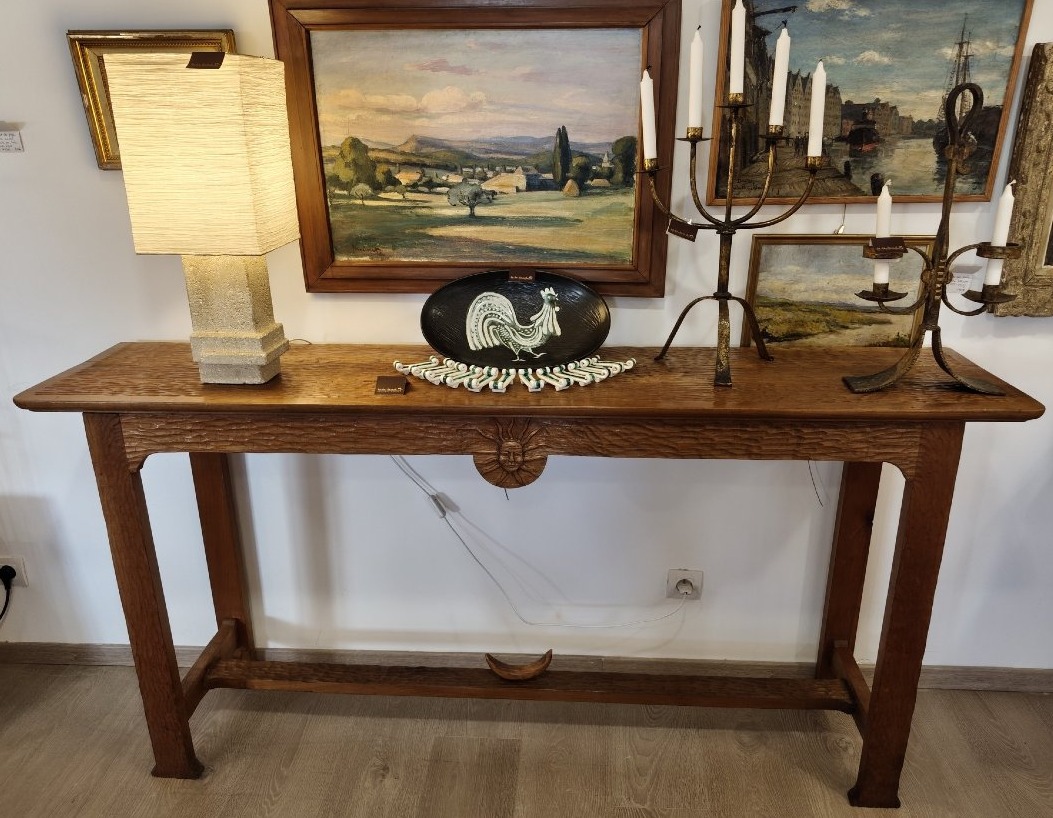 Large Console Table Carved With A Gouge-photo-6