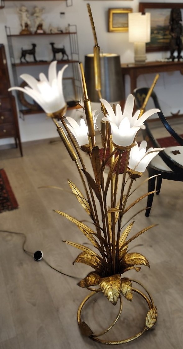 Gold-colored Metal Floor Lamp